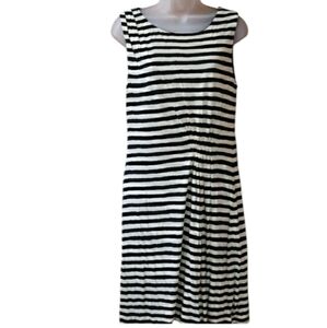 LOFT Black White Striped A-Line Sleeveless Mini Dress Medium Scoop Neck
